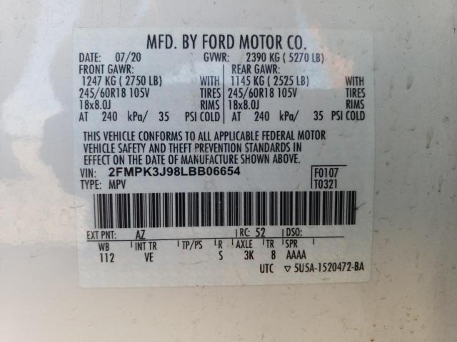 Photo 14 from auction – 2020 FORD EDGE SEL with VIN 2FMPK3J98LBB06654