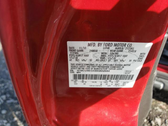 Photo 14 from auction – 2011 FORD ESCAPE LIM with VIN 1FMCU9EGXBKB02694