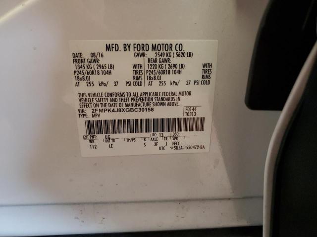 Photo 14 from auction – 2016 FORD EDGE SEL with VIN 2FMPK4J8XGBC39158