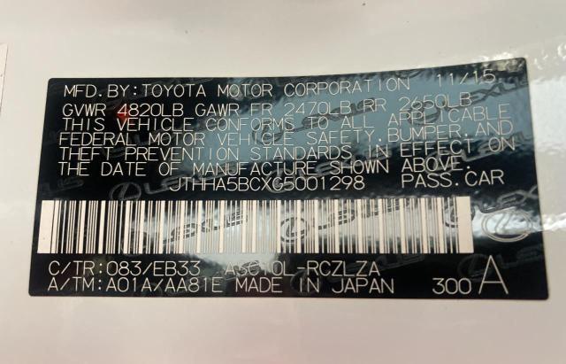 Photo 10 from auction – 2016 LEXUS RC 200T with VIN JTHHA5BCXG5001298