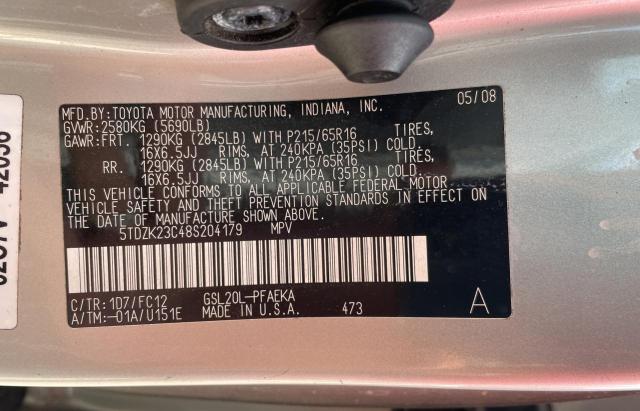 Photo 10 from auction – 2008 TOYOTA SIENNA CE with VIN 5TDZK23C48S204179