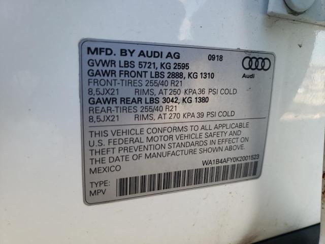 Photo 14 from auction – 2019 AUDI SQ5 PREMIU with VIN WA1B4AFY0K2001523