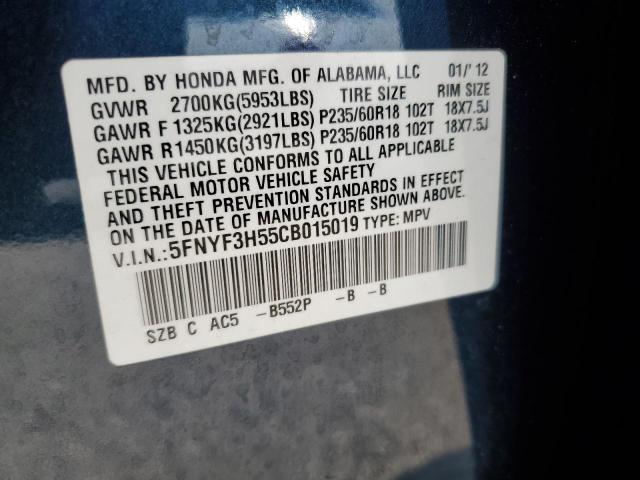 Photo 14 from auction – 2012 HONDA PILOT EXL with VIN 5FNYF3H55CB015019