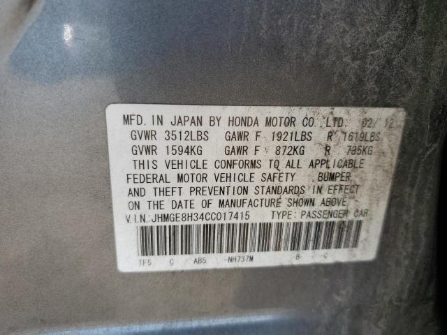 Photo 14 from auction – 2012 HONDA FIT with VIN JHMGE8H34CC017415