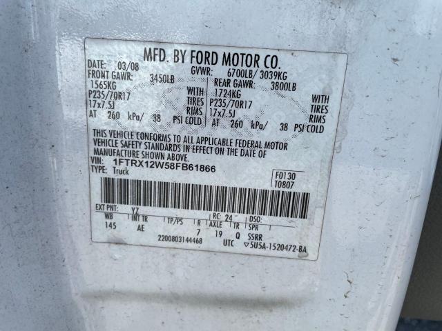 Photo 10 from auction – 2008 FORD F150 with VIN 1FTRX12W58FB61866