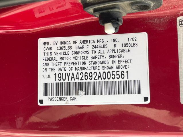 Photo 10 from auction – 2002 ACURA 3.2CL TYPE with VIN 19UYA42692A005561