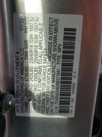 Photo 14 from auction – 2022 HONDA CR-V EXL with VIN 7FARW2H82NE011641
