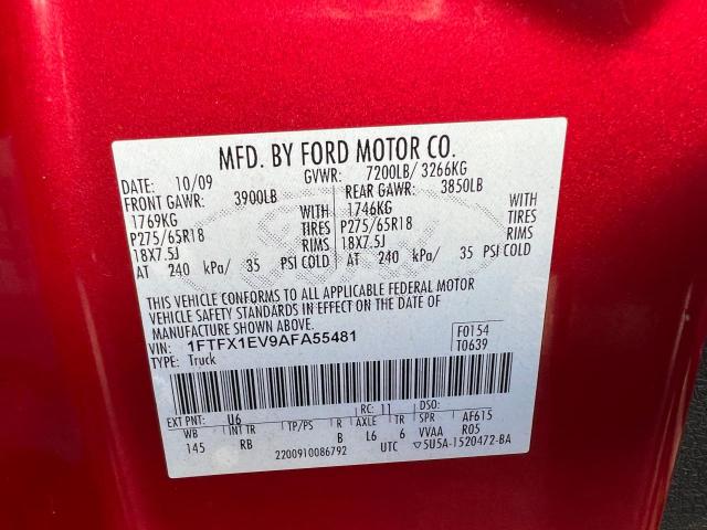 Photo 10 from auction – 2010 FORD F150 SUPER with VIN 1FTFX1EV9AFA55481