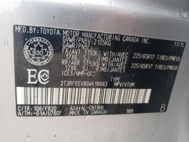 Photo 14 from auction – 2016 TOYOTA RAV4 LE with VIN 2T3BFREV8GW418683