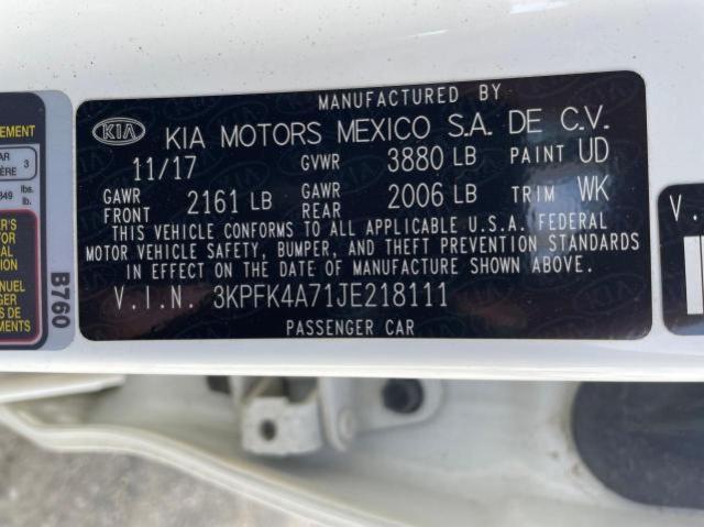 Photo 10 from auction – 2018 KIA FORTE LX with VIN 3KPFK4A71JE218111
