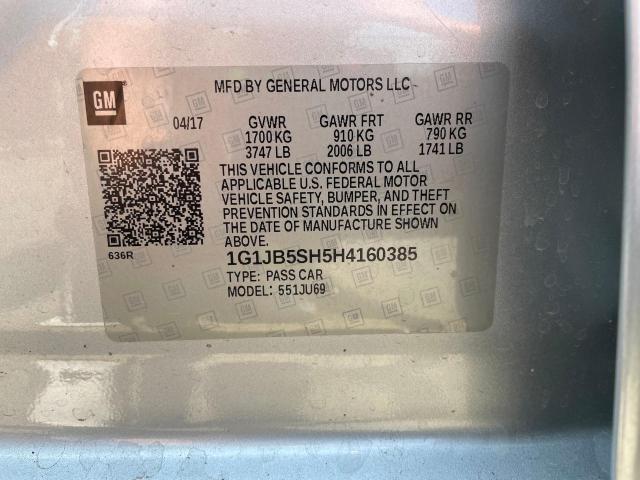 Photo 10 from auction – 2017 CHEVROLET SONIC LS with VIN 1G1JB5SH5H4160385
