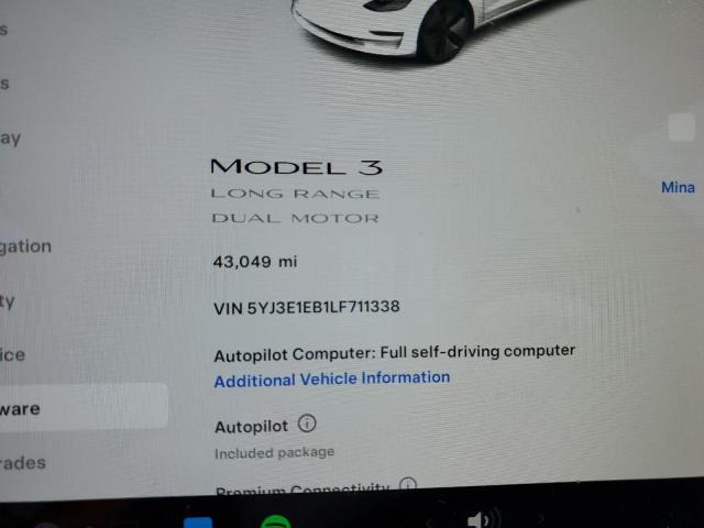 Photo 9 from auction – 2020 TESLA MODEL 3 with VIN 5YJ3E1EB1LF711338