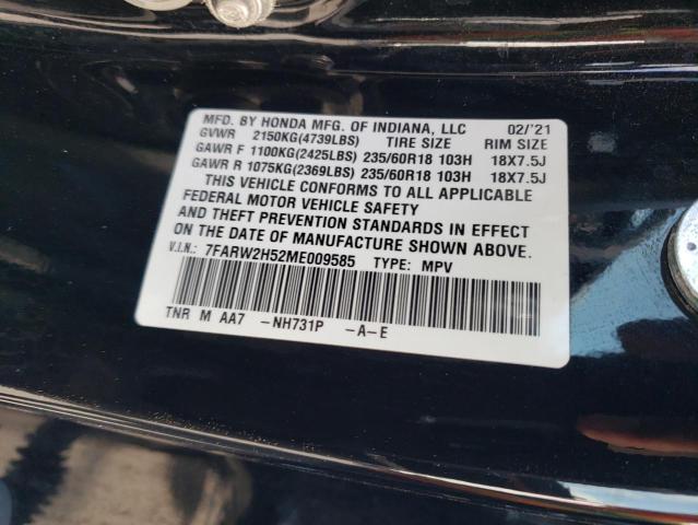 Photo 14 from auction – 2021 HONDA CR-V EX with VIN 7FARW2H52ME009585