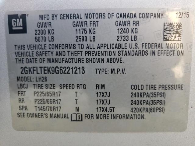Снимка 14 от търг – 2016 GMC TERRAIN SL с VIN 2GKFLTEK9G6221213