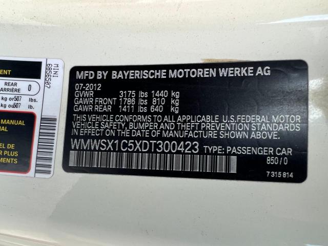 Photo 10 from auction – 2013 MINI COOPER COU with VIN WMWSX1C5XDT300423