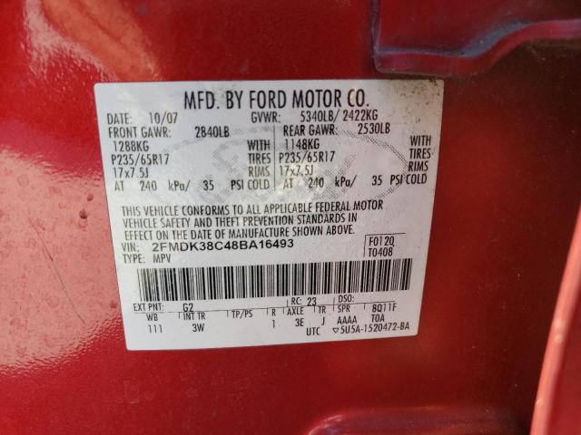 Photo 14 from auction – 2008 FORD EDGE SEL with VIN 2FMDK38C48BA16493