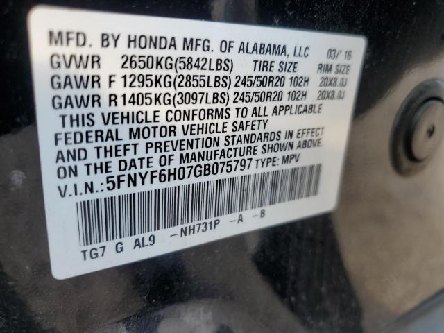 Photo 14 from auction – 2016 HONDA PILOT ELIT with VIN 5FNYF6H07GB075797