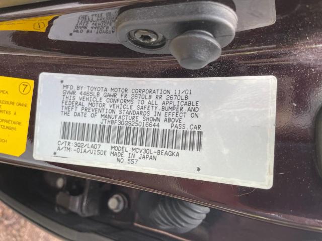 Photo 10 from auction – 2002 LEXUS ES 300 with VIN JTHBF30G925016644