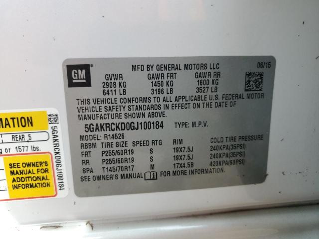 Photo 14 from auction – 2016 BUICK ENCLAVE with VIN 5GAKRCKD0GJ100184