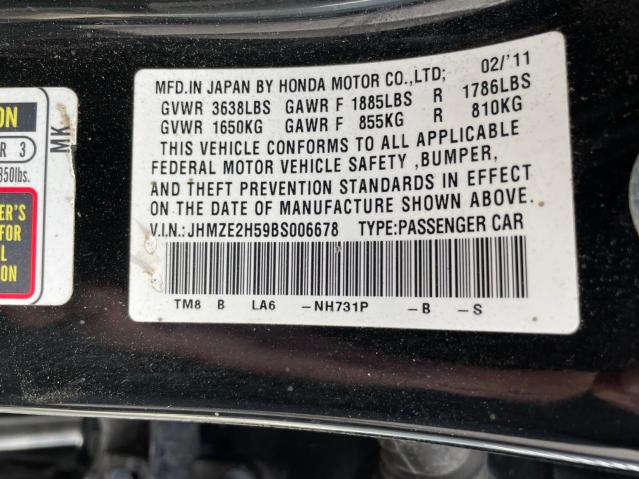 Photo 10 from auction – 2011 HONDA INSIGHT LX with VIN JHMZE2H59BS006678