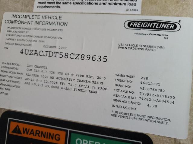 Zdjęcie 10 z aukcji – 2008 FREIGHTLINER CHASSIS X z VIN 4UZACJDT58CZ89635