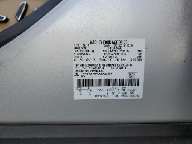 Photo 14 from auction – 2016 FORD EXPLORER L with VIN 1FM5K7F84GGA25857