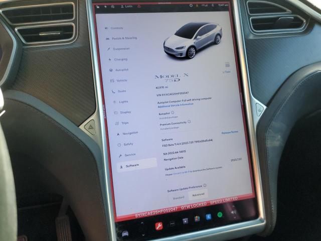 Photo 9 from auction – 2017 TESLA MODEL X with VIN 5YJXCAE25HF052047