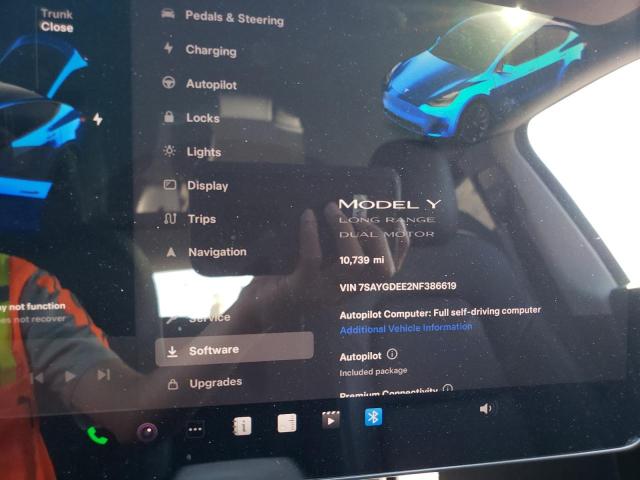 Photo 9 from auction – 2022 TESLA MODEL Y with VIN 7SAYGDEE2NF386619