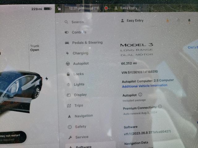 Photo 9 from auction – 2018 TESLA MODEL 3 with VIN 5YJ3E1EB7JF188310
