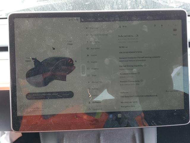 Photo 9 from auction – 2022 TESLA MODEL 3 with VIN 5YJ3E1EB8NF274134