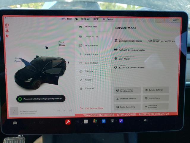 Photo 9 from auction – 2022 TESLA MODEL Y with VIN 7SAYGDEE3NF308818