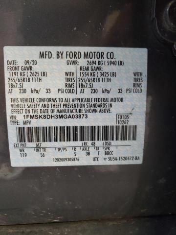 Photo 14 from auction – 2021 FORD EXPLORER X with VIN 1FMSK8DH3MGA03873