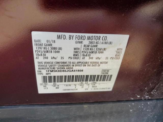 Photo 10 from auction – 2018 FORD EXPLORER X with VIN 1FM5K8D86JGA61808