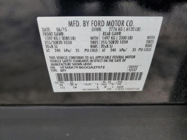 Photo 14 from auction – 2016 FORD EXPLORER L with VIN 1FM5K7F80GGA27072