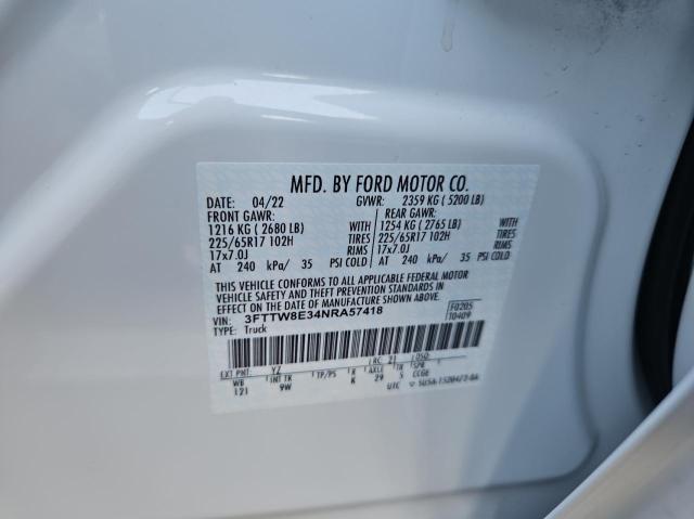 Photo 10 from auction – 2022 FORD MAVERICK X with VIN 3FTTW8E34NRA57418