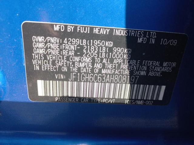 Photo 10 from auction – 2010 SUBARU IMPREZA 2. with VIN JF1GH6C63AH808197