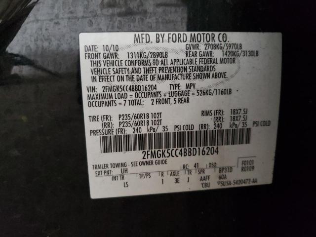 Photo 14 from auction – 2011 FORD FLEX SEL with VIN 2FMGK5CC4BBD16204