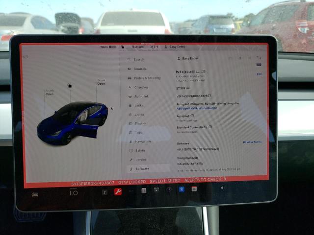 Photo 9 from auction – 2019 TESLA MODEL 3 with VIN 5YJ3E1EB0KF437807