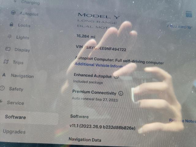 Photo 9 from auction – 2022 TESLA MODEL Y with VIN 7SAYGDEE9NF494722
