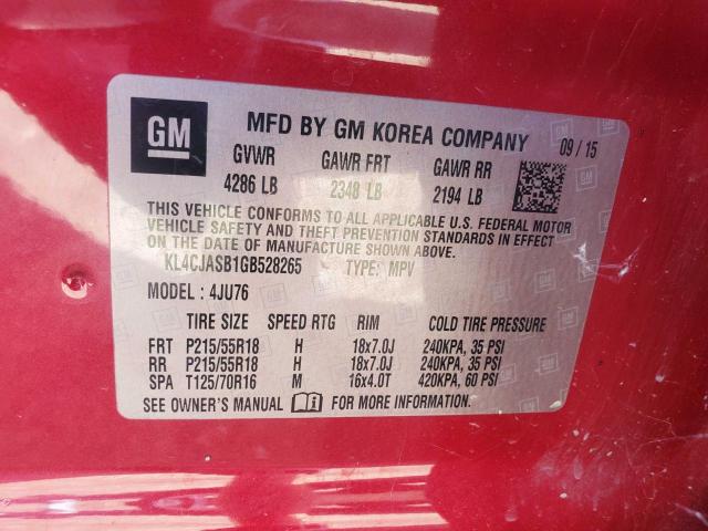 Photo 10 from auction – 2016 BUICK ENCORE with VIN KL4CJASB1GB528265