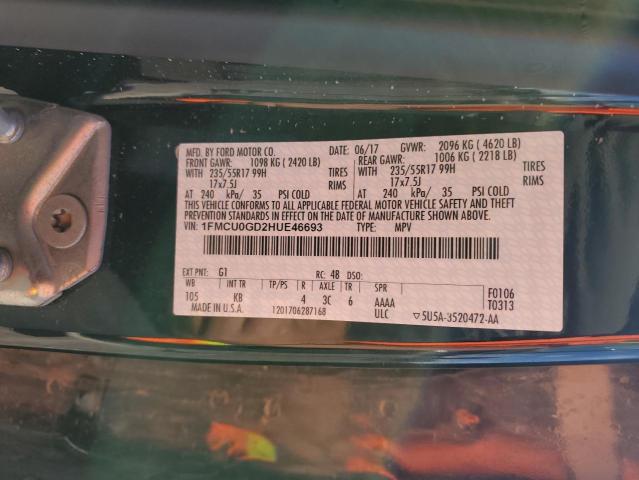 Photo 14 from auction – 2017 FORD ESCAPE SE with VIN 1FMCU0GD2HUE46693