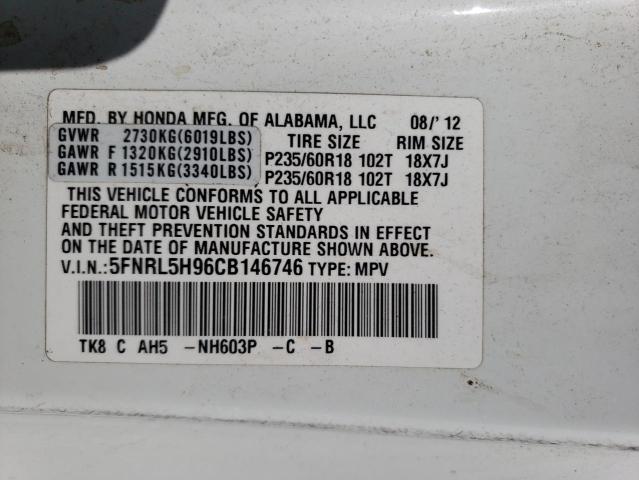 Photo 14 from auction – 2012 HONDA ODYSSEY TO with VIN 5FNRL5H96CB146746