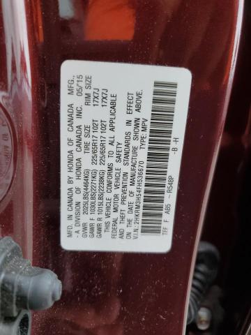 Photo 14 from auction – 2015 HONDA CR-V EX with VIN 2HKRM3H54FH536670