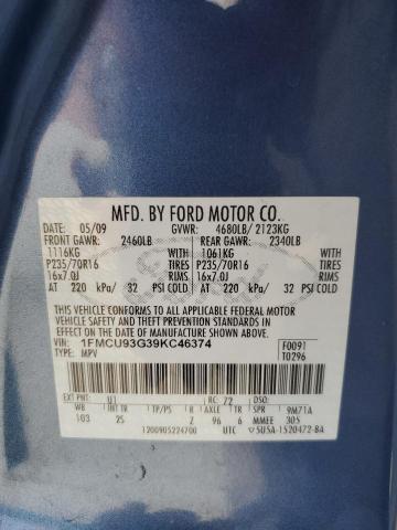 Photo 14 from auction – 2009 FORD ESCAPE XLT with VIN 1FMCU93G39KC46374