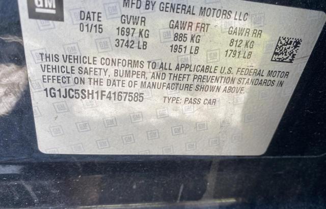 Photo 10 from auction – 2015 CHEVROLET SONIC LT with VIN 1G1JC5SH1F4167585