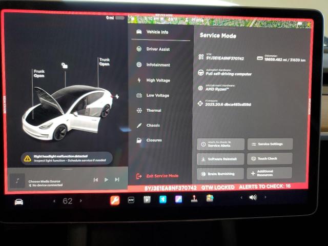 Photo 9 from auction – 2022 TESLA MODEL 3 with VIN 5YJ3E1EA8NF370742