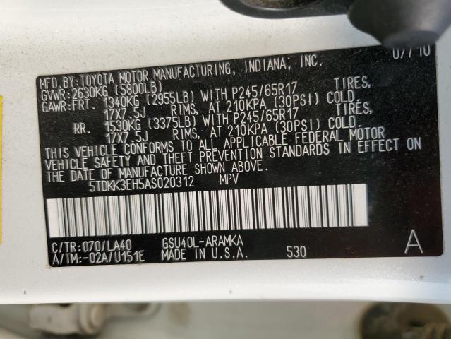 Photo 14 from auction – 2010 TOYOTA HIGHLANDER with VIN 5TDKK3EH5AS020312