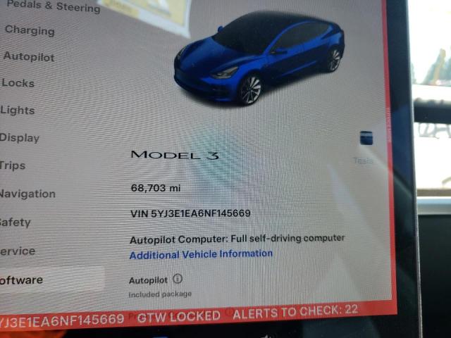 Photo 9 from auction – 2022 TESLA MODEL 3 with VIN 5YJ3E1EA6NF145669