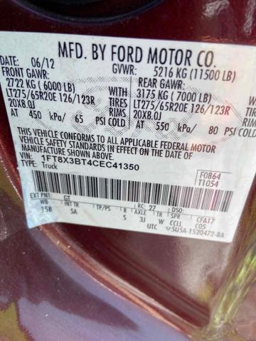 Photo 10 from auction – 2012 FORD F350 SUPER with VIN 1FT8X3BT4CEC41350