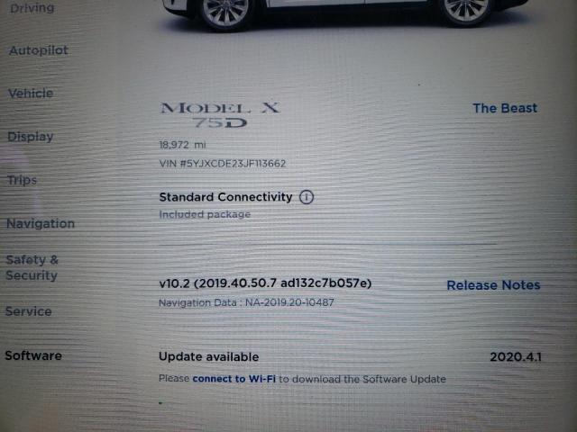 Photo 9 from auction – 2018 TESLA MODEL X with VIN 5YJXCDE23JF113662